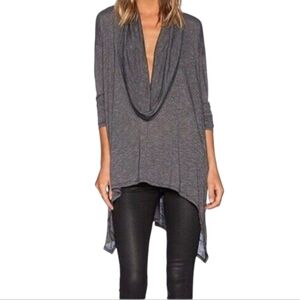 Revolve Michael Stars Gray Drape Cowl Neck Asymmetric Hem Tunic Blouse One Size